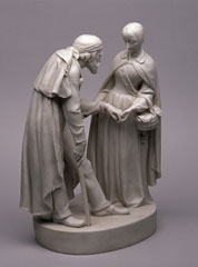Statuette of Florence Nightingale helping a wounded soldier, 1856 (c)
